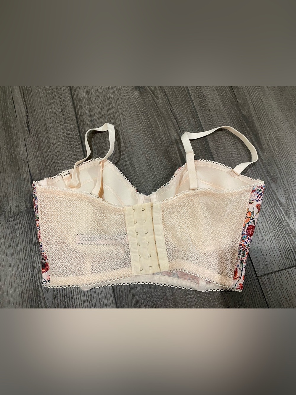 Victoria's Secret Cream Floral Longline bustier Corset Bra with Multicolor Print - Picture 3 of 7